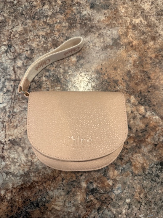 Chloe Handbags - Chloé Parfum Blush Pink Pebbled Leather Wristlet Pouch